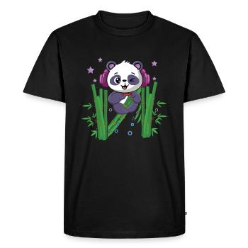 Gaming Panda Cute Playing Video Game Lover Gaming - Men's Premium Organic T-Shirt - black - Front - Nico (187cm)
