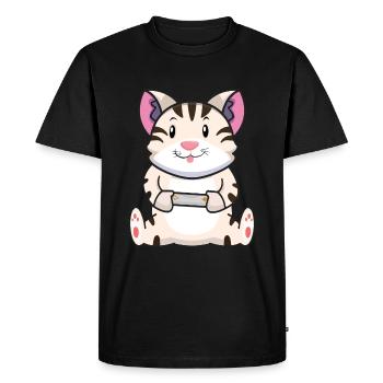 Kawaii Gaming Cat Jouant à des jeux vidéo Amateurs de jeux - T-shirt Premium bio Homme - noir - Devant - Nico (187cm)