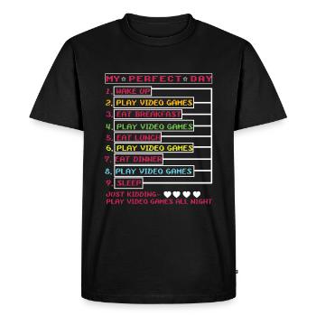 Perfect Is Play Video Game Day Lover Gaming - Men's Premium Organic T-Shirt - black - Front - Nico (187cm)