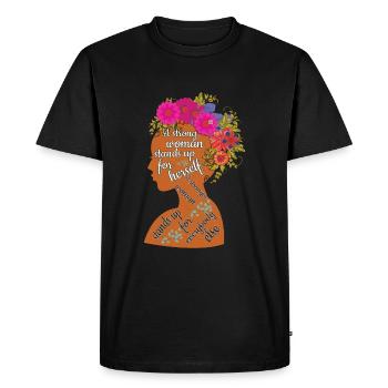 Femme forte Féminisme Droits Femmes Égalité - T-shirt Premium bio Homme - noir - Devant - Nico (187cm)
