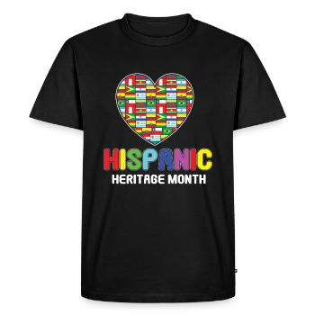 Hearts Love Flags Hispanic Heritage Month - Men's Premium Organic T-Shirt - black - Front - Nico (187cm)
