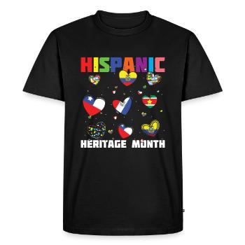 Love Flag Hearts Race Mois du patrimoine hispanique - T-shirt Premium bio Homme - noir - Devant - Nico (187cm)