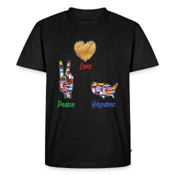 Love Peace Hispanic Flags Hispanic Heritage Month - Men's Premium Organic T-Shirt - black - Front - Nico (187cm)
