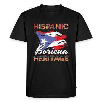 Boricua Puerto Hispanic Hispanic Heritage Month - Men's Premium Organic T-Shirt - black - Front - Nico (187cm)