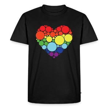 Art Pattern Heart Colorful International Dot Day - Men's Premium Organic T-Shirt - black - Front - Nico (187cm)