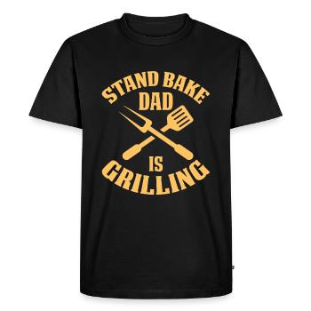 Go Back PAPA Grill – Barbecue For Father's Day - Men's Premium Organic T-Shirt - black - Front - Nico (187cm)