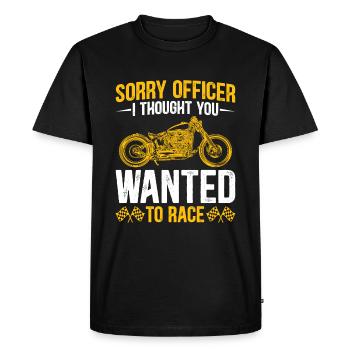 Sorry Officer - Funny Motorcycle Saying - Men's Premium Organic T-Shirt - black - Front - Nico (187cm)