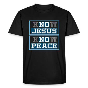 Know Jesus Know Peace Lord God Christian Pastor - Men's Premium Organic T-Shirt - black - Front - Nico (187cm)
