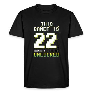 Ce gamer amateur de jeux vidéo Gamer Age 22 - T-shirt Premium bio Homme - noir - Devant - Nico (187cm)