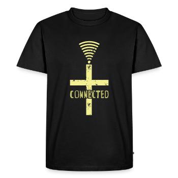 Connecté Seigneur Dieu Jésus Pasteur chrétien - T-shirt Premium bio Homme - noir - Devant - Nico (187cm)