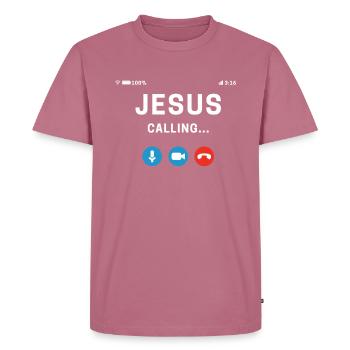 Jesus Calling Lord God Christian Love Jesus - Men's Premium Organic T-Shirt - mauve - Front - Nico (187cm)