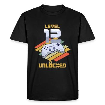 Retro Video Game Lover Age 12 Level Unlocked - Men's Premium Organic T-Shirt - black - Front - Nico (187cm)
