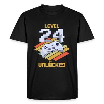 Retro Video Game Lover Age 24 Level Unlocked - Men's Premium Organic T-Shirt - black - Front - Nico (187cm)