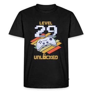 Retro Video Game Lover Age 29 Level Unlocked - Men's Premium Organic T-Shirt - black - Front - Nico (187cm)
