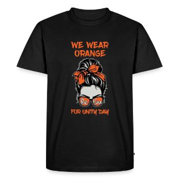 Enfant Orange Paix Gentillesse Sensibilisation Journée de l’Unité - T-shirt Premium bio Homme - noir - Devant - Nico (187cm)