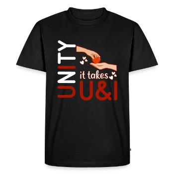 Vous et Orange Paix Gentillesse Sensibilisation Journée de l’Unité - T-shirt Premium bio Homme - noir - Devant - Nico (187cm)