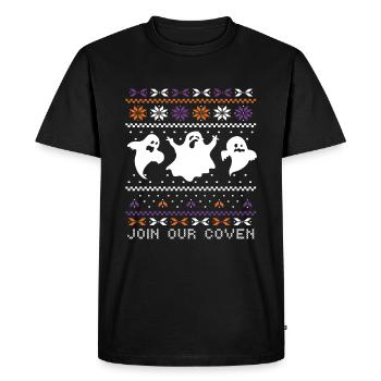 Stitch Pattern Ghost Creatures Coven Halloween - T-shirt Premium bio Homme - noir - Devant - Nico (187cm)