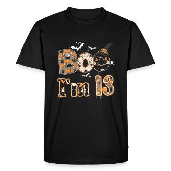 Halloween Pattern Ghost Creatures Birth Age 13 - Men's Premium Organic T-Shirt - black - Front - Nico (187cm)