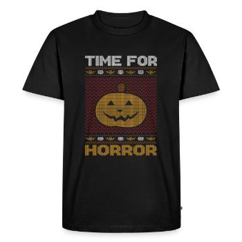Stitch Pattern Citrouille Créature Halloween - T-shirt Premium bio Homme - noir - Devant - Nico (187cm)
