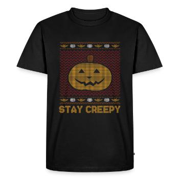 Stitch Pattern Citrouille Créature Effrayante Halloween - T-shirt Premium bio Homme - noir - Devant - Nico (187cm)