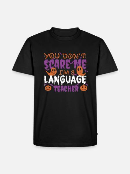 Ghost Pumpkin Language Teacher Halloween - Männer Premium Bio T-Shirt - Schwarz