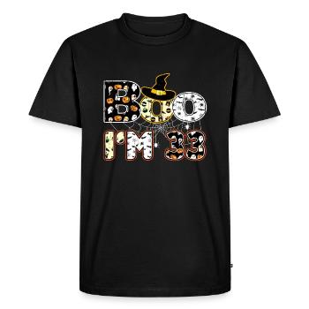 Halloween Pattern Spider Creatures Birth Age 33 - Men's Premium Organic T-Shirt - black - Front - Nico (187cm)