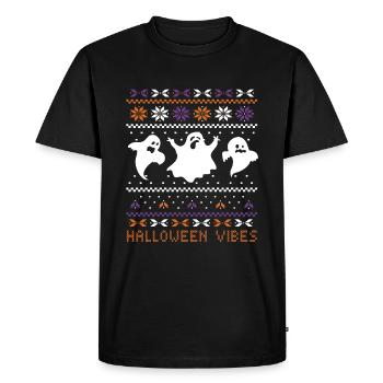 Stitch Pattern Ghost Creatures Vibes Halloween - Men's Premium Organic T-Shirt - black - Front - Nico (187cm)