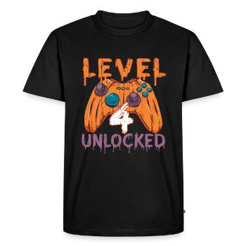 Halloween Pattern Pumpkin Game Gamer Birth Age 4 - Men's Premium Organic T-Shirt - black - Front - Nico (187cm)