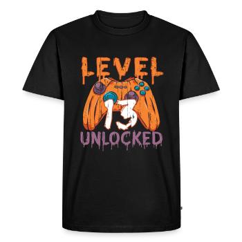 Halloween Pattern Pumpkin Game Gamer Birth Age 13 - Men's Premium Organic T-Shirt - black - Front - Nico (187cm)