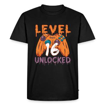 Halloween Pattern Pumpkin Game Gamer Birth Age 16 - Men's Premium Organic T-Shirt - black - Front - Nico (187cm)