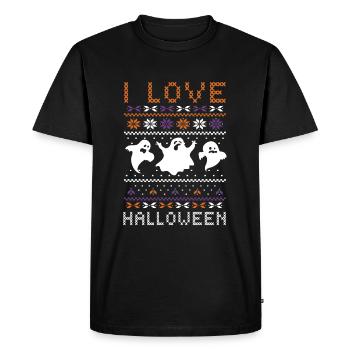 Stitch Pattern Ghost Creatures Love Halloween - Men's Premium Organic T-Shirt - black - Front - Nico (187cm)
