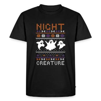 Stitch Pattern Ghost Night Creatures Halloween - T-shirt Premium bio Homme - noir - Devant - Nico (187cm)