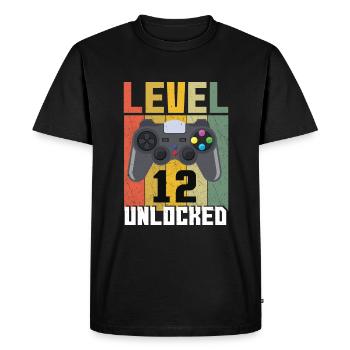 Vintage Gamer Video Game Lover Age 12 Unlocked - Men's Premium Organic T-Shirt - black - Front - Nico (187cm)