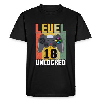 Amateur de jeux vidéo Vintage Gamer Age 18 Déverrouillé - T-shirt Premium bio Homme - noir - Devant - Nico (187cm)