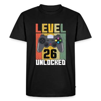 Amateur de jeux vidéo Vintage Gamer Age 26 Déverrouillé - T-shirt Premium bio Homme - noir - Devant - Nico (187cm)