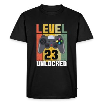 Vintage Gamer Video Game Lover Age 23 Unlocked - Men's Premium Organic T-Shirt - black - Front - Nico (187cm)