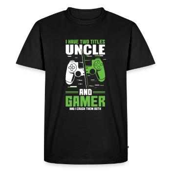 Two Titles Uncle Gamer Video Game Lover Gaming - Men's Premium Organic T-Shirt - black - Front - Nico (187cm)