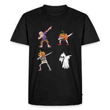 Dabbing Skeleton Pumpkin Horror Scary Halloween - Men's Premium Organic T-Shirt - black - Front - Nico (187cm)