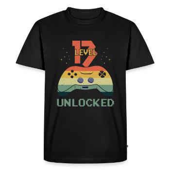 Vintage Video Game Lover Age 13 Level Unlocked - Men's Premium Organic T-Shirt - black - Front - Nico (187cm)