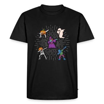 Dabbing Zombie Pumpkin Horror Scary Halloween - Men's Premium Organic T-Shirt - black - Front - Nico (187cm)