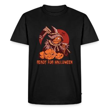 Horreur Scythe Witch Pumpkin Prêt Halloween - T-shirt Premium bio Homme - noir - Devant - Nico (187cm)