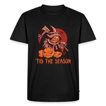 Horreur Scythe Witch Pumpkin Saison Halloween - T-shirt Premium bio Homme - noir - Devant - Nico (187cm)