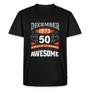 Vintage December 1973 50 Year Old Birth Awesome - Men's Premium Organic T-Shirt - black - Front - Nico (187cm)
