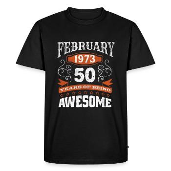 Vintage February 1973 50 Year Old Birth Awesome - Men's Premium Organic T-Shirt - black - Front - Nico (187cm)