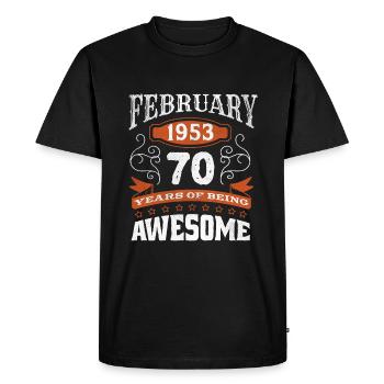 Vintage February 1953 70 Year Old Birth Awesome - Männer Premium Bio T-Shirt - Schwarz - Vorne - Nico (187cm)