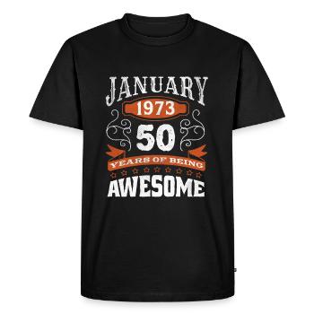 Vintage January 1973 50 Year Old Birth Awesome - Men's Premium Organic T-Shirt - black - Front - Nico (187cm)