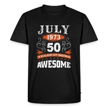 Vintage July 1973 50 Year Old Birth Awesome - Men's Premium Organic T-Shirt - black - Front - Nico (187cm)