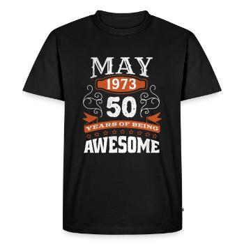 Vintage May 1973 50 Year Old Birth Awesome - Men's Premium Organic T-Shirt - black - Front - Nico (187cm)