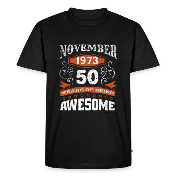 Vintage November 1973 50 Year Old Birth Awesome - Men's Premium Organic T-Shirt - black - Front - Nico (187cm)
