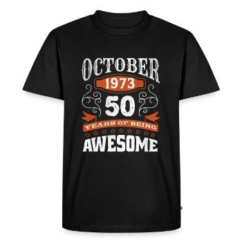 Vintage October 1973 50 Year Old Birth Awesome - Men's Premium Organic T-Shirt - black - Front - Nico (187cm)